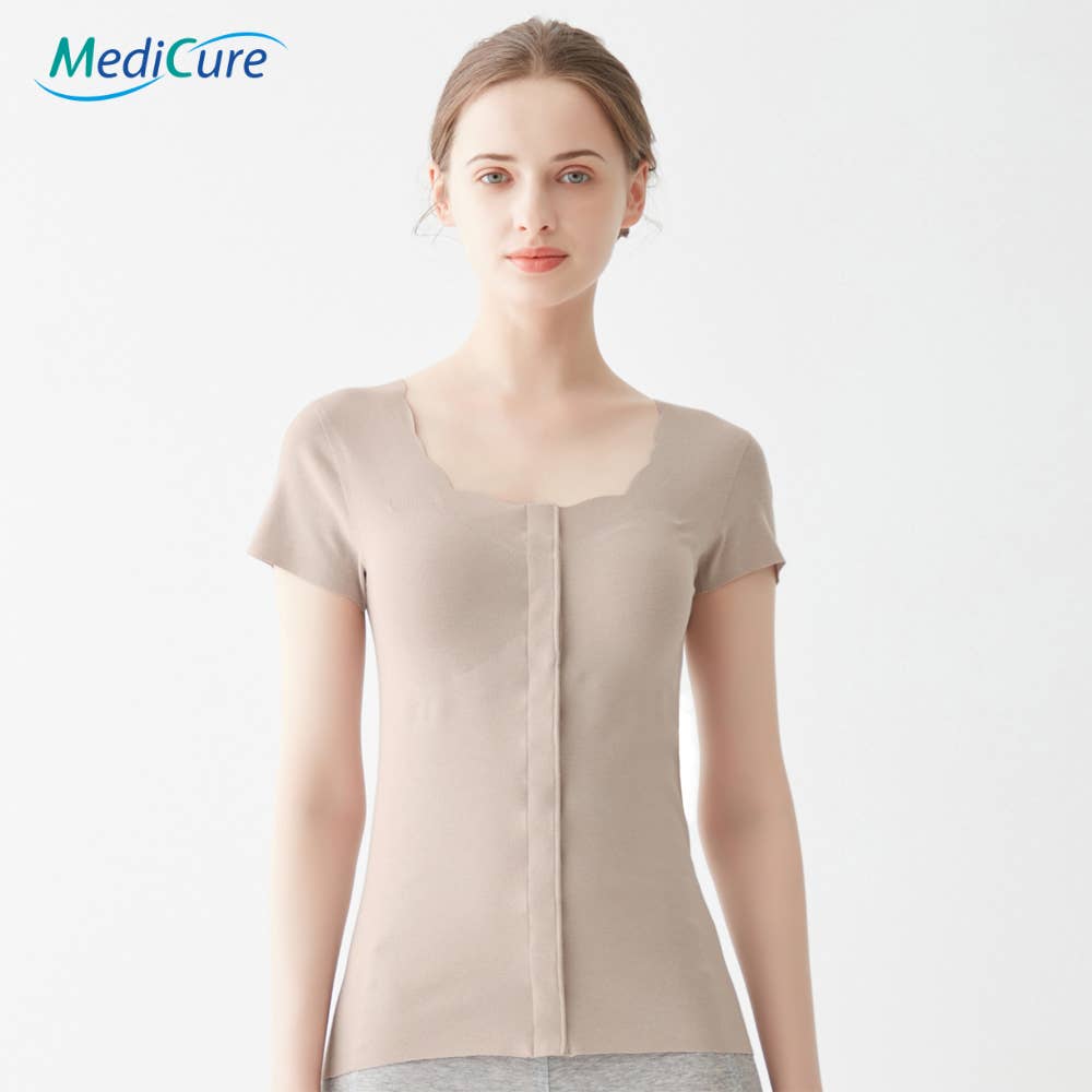 前あきカップ付2分袖インナー